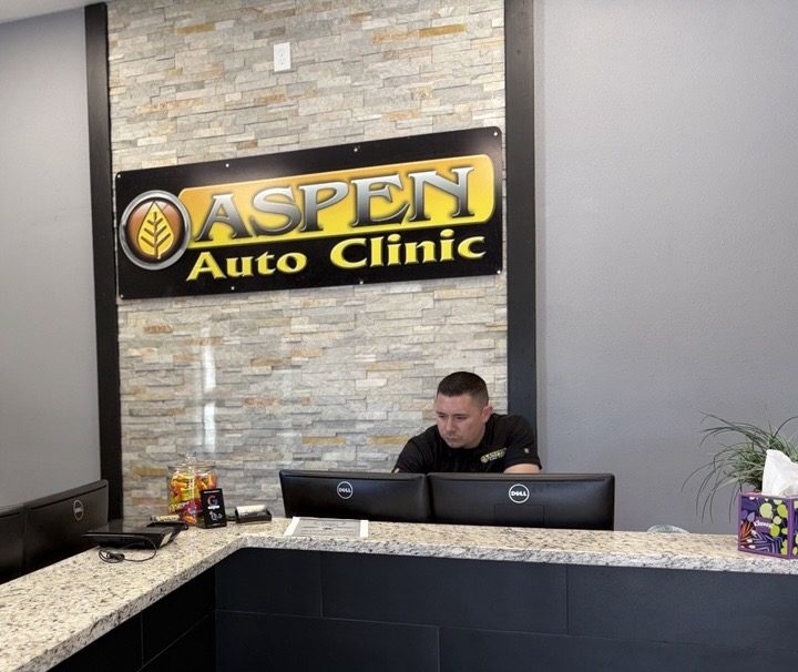 Customer reception area inside Aspen Auto Clinic in Centennial